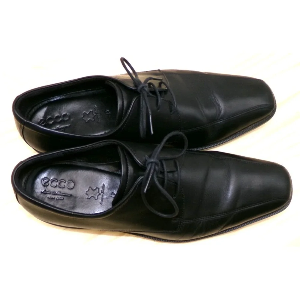 ECCO Edinburgh Oxford Dress Shoes Mens Black Sz 47 US 13 - 13.5 Bike Toe Leather